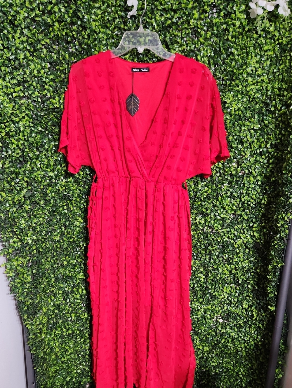 Red Textured Wrap Maxi Dress Size Small